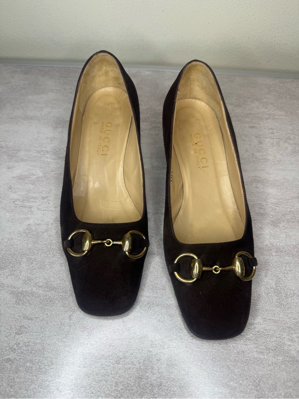 Gucci Black Suede Loafers with Gold Horsebit